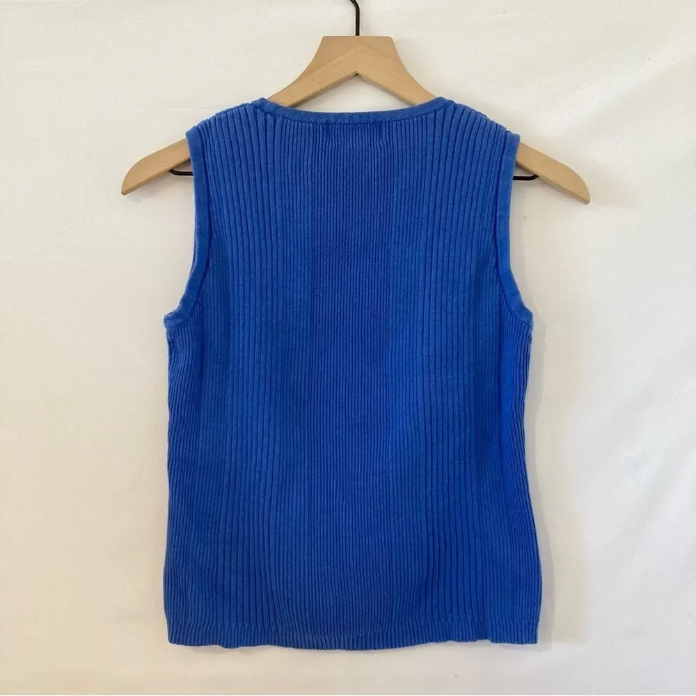 Y2K Blue Sweater Tank Vest Small Cotton